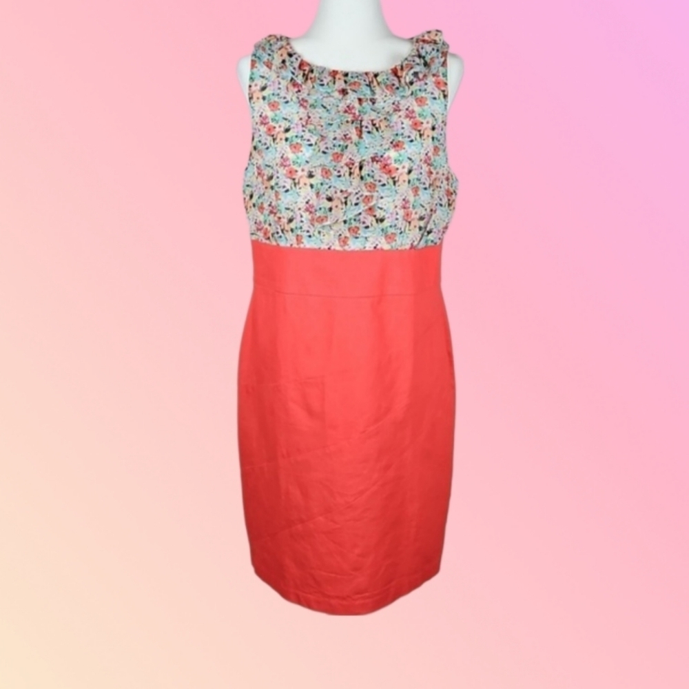 Floral Ruffle Peach Orange Midi Dress 16